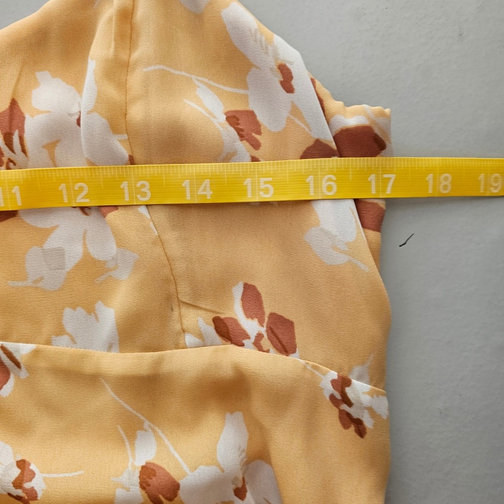 Abercrombie & Fitch Large Dress L Orange Floral Button Front Tie Strap Midi Boho - Picture 6 of 9